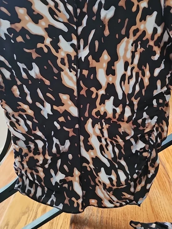 Free People Animal Print Long Sleeve Top - Black, Brown & White - Picture 2 of 6